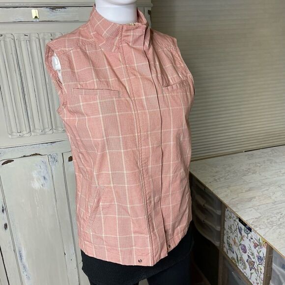 Christopher & Banks Red Cream Plaid Cotton Vest Size Small - Picture 2 of 13